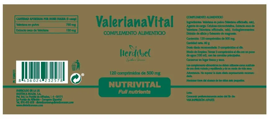 Herdibel ValerianaVital kosttillskott 120 tabletter sömn