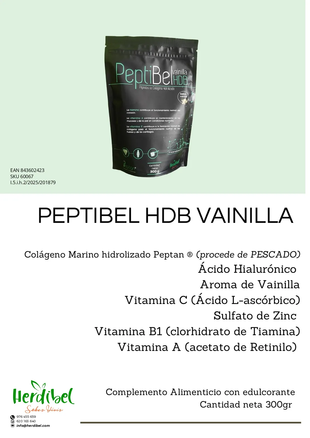 Herdibel Peptibel HDB proteinpulver vanilj
