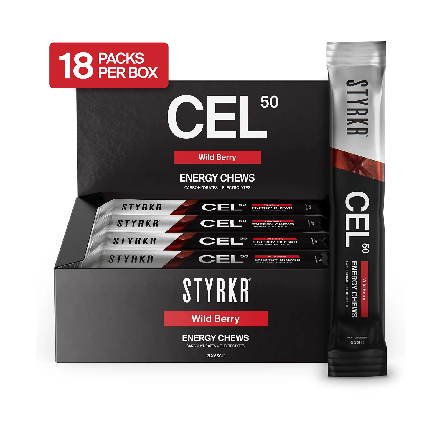 Styrkr CEL50 Berry energitugg 50 g kolhydrater elektrolyter